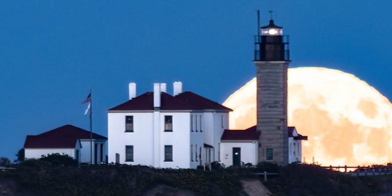 Harvest Moon Rising Over Beavertail--Banner